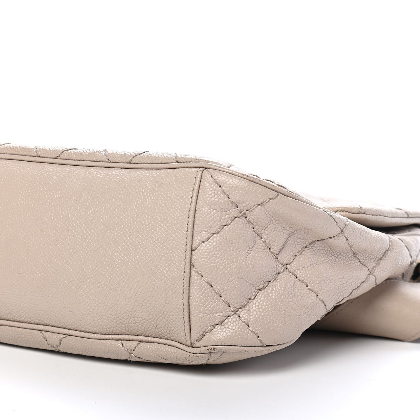 Crumpled Grained Calfskin Medium Coco Pleats Messenger Flap Light Beige