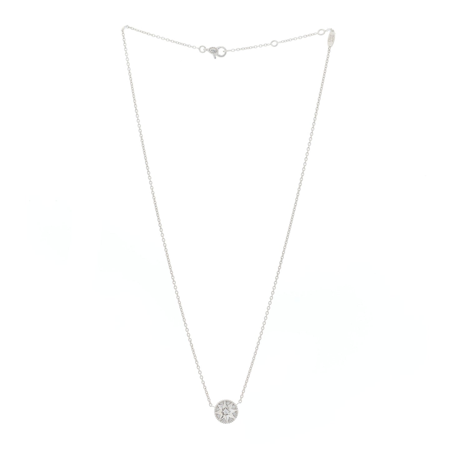 18K White Gold Diamond Rose Des Vents Necklace