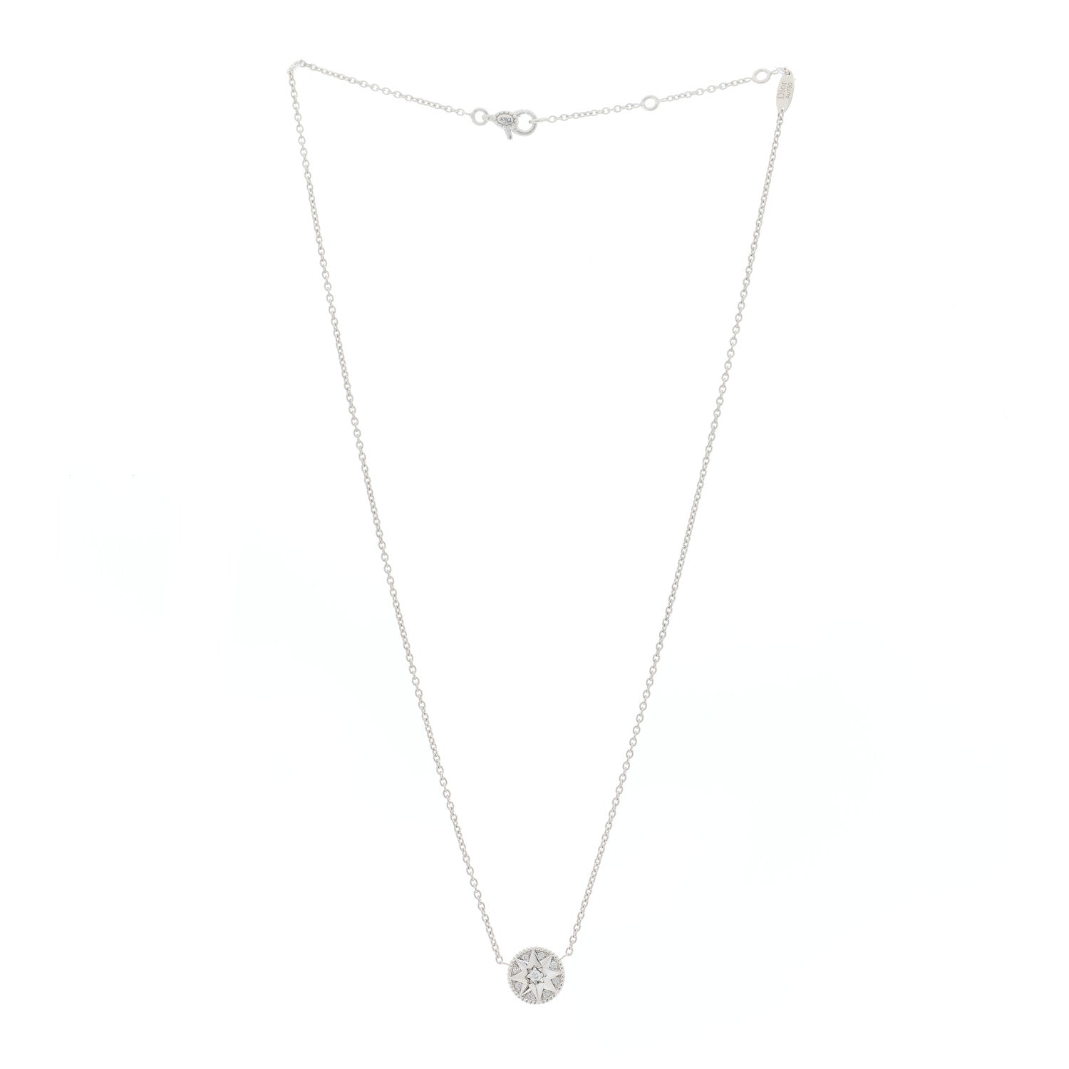 Christian Dior 18K White Gold Diamond Rose Des Vents Necklace 2 of 5