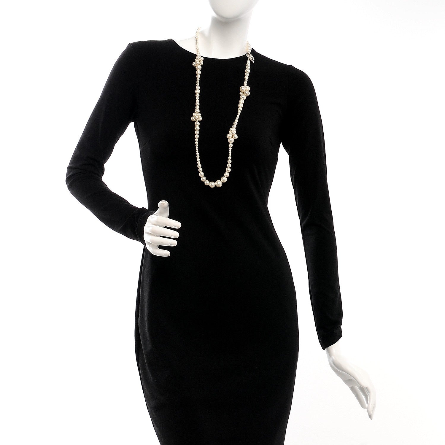 Chanel Pearl Cluster CC Long Necklace Silver 2 of 6