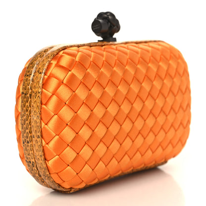 Bottega Veneta Satin Intreccio Impero Ayers Knot Clutch Orange 3 of 8