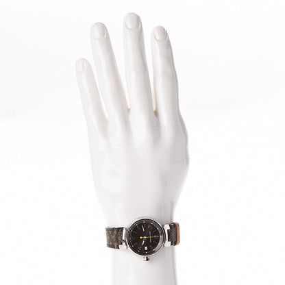 Louis Vuitton Stainless Steel Monogram 34mm Tambour Quartz Watch Brown 2 of 10