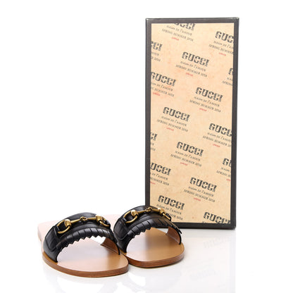 Gucci Malaga Kid Fringe Horsebit Slide Sandals 38 Black 11 of 11