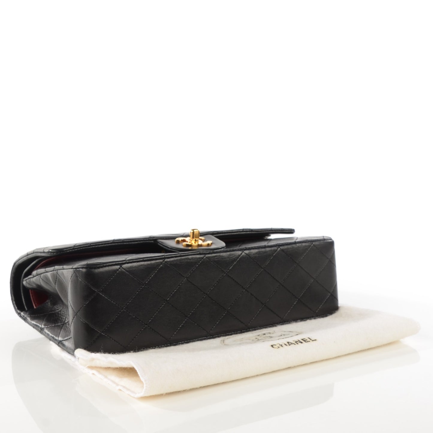 Lambskin Quilted Medium Double Flap Black