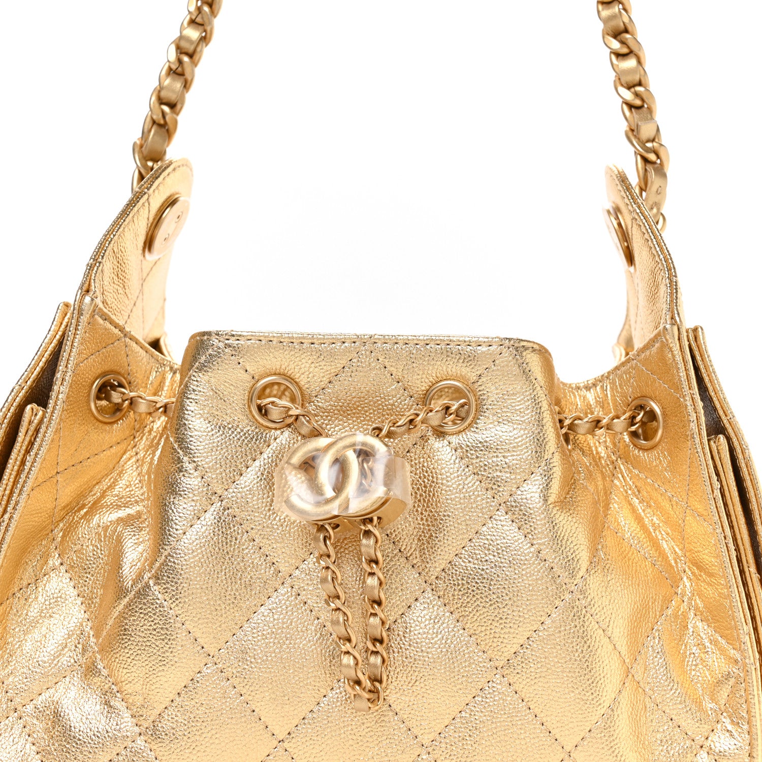 Chanel Metallic Caviar Quilted Mini Chanel 25 Handbag Gold 8 of 11