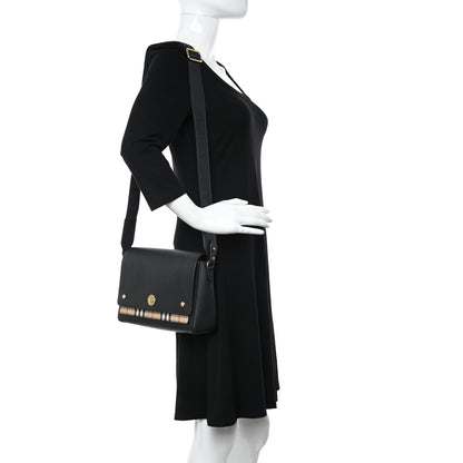 Burberry Grainy Calfskin Vintage Check Note Crossbody Bag Black 2 of 15