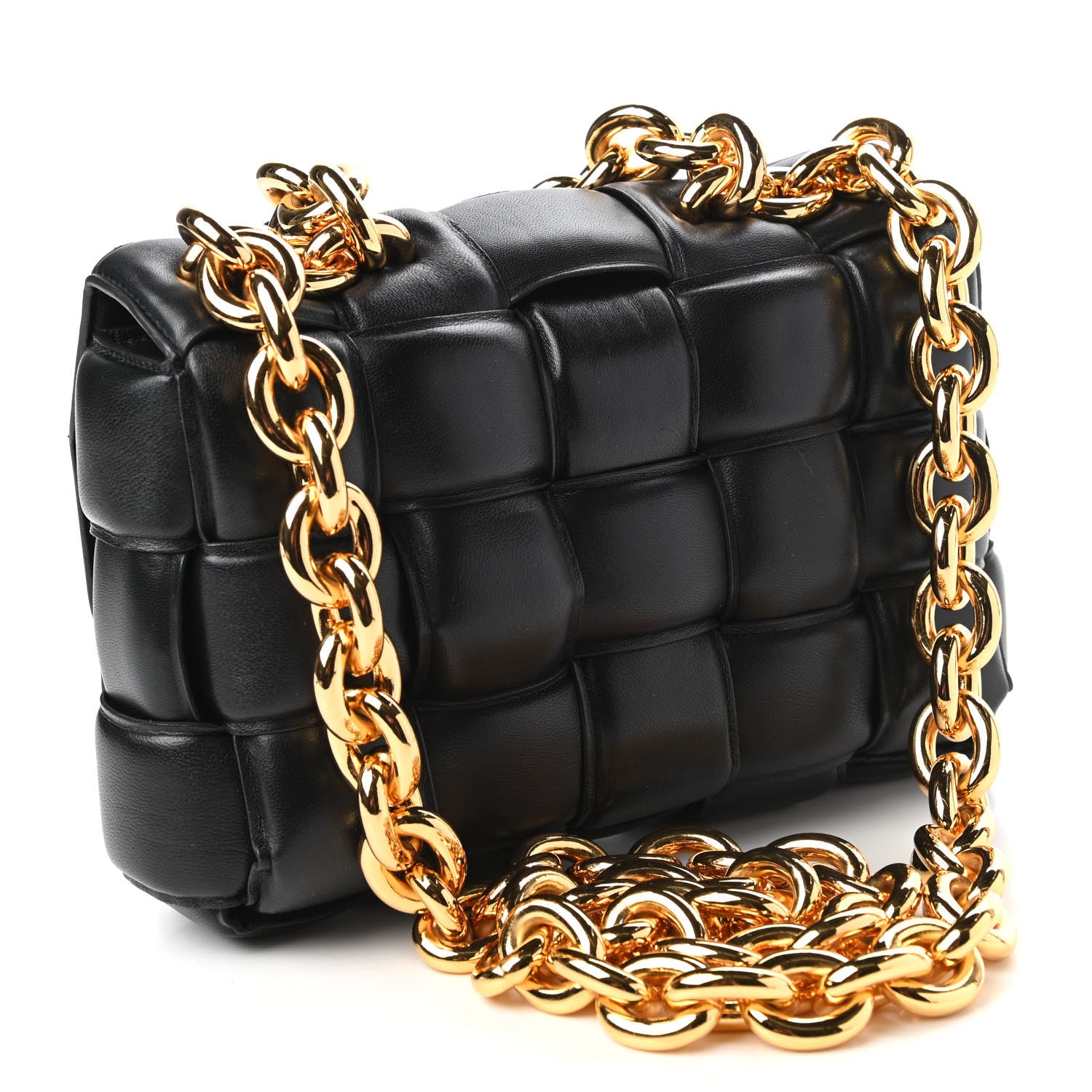 Bottega Veneta Lambskin Maxi Intreccio Padded Chain Cassette Crossbody Bag Black 3 of 10