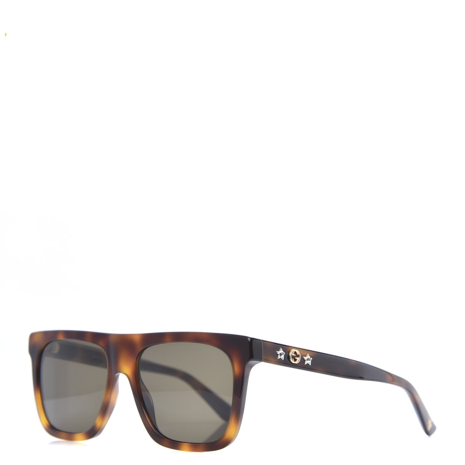 Gucci Square Frame Star Sunglasses GG 0347S Tortoise 1 of 8