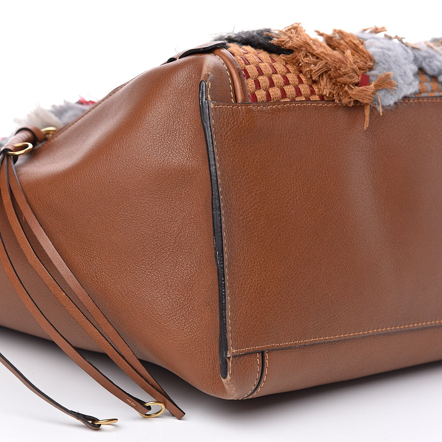 Calfskin Woven Medium Milo Shopping Tote Tan