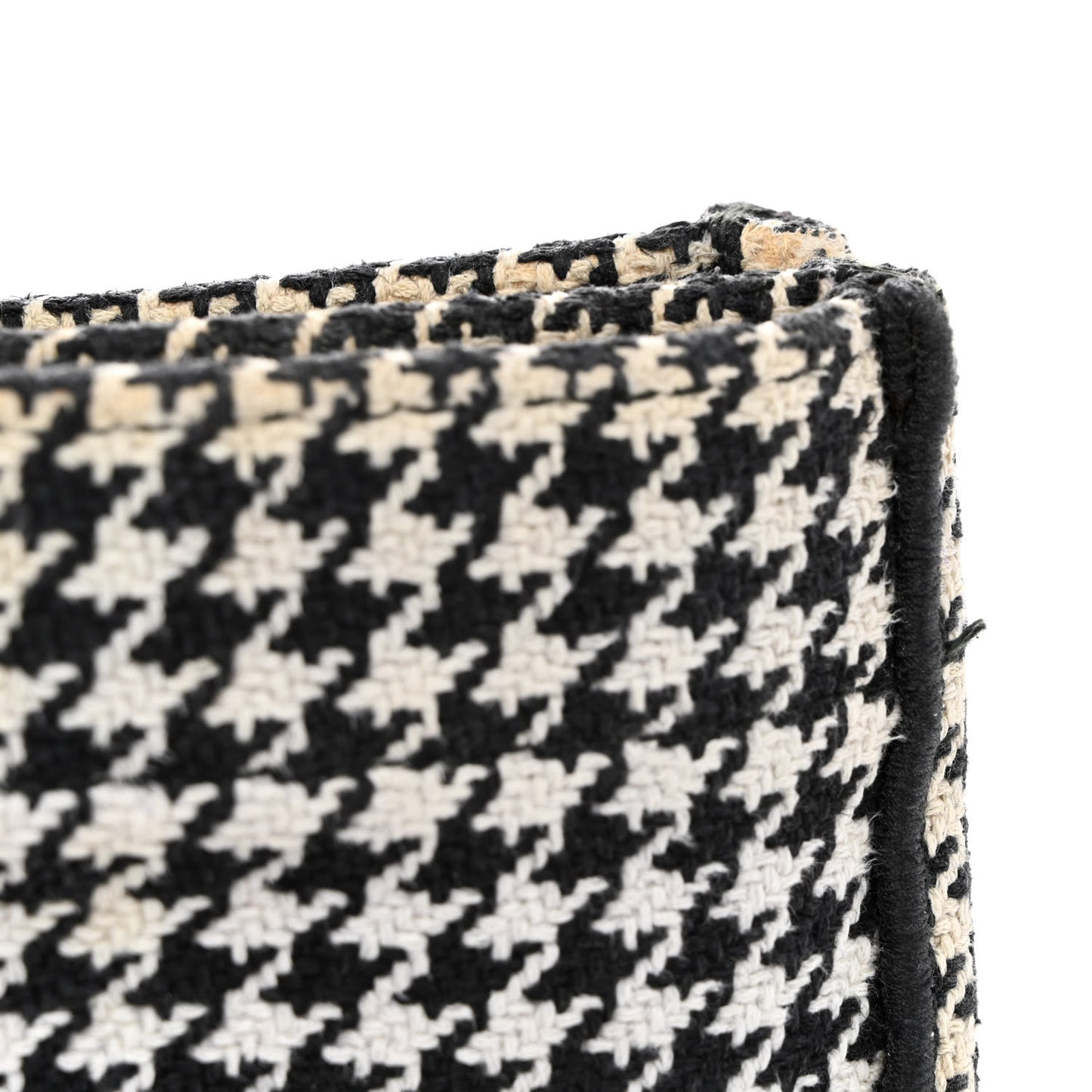 Canvas Houndstooth Embroidered Book Tote Black White