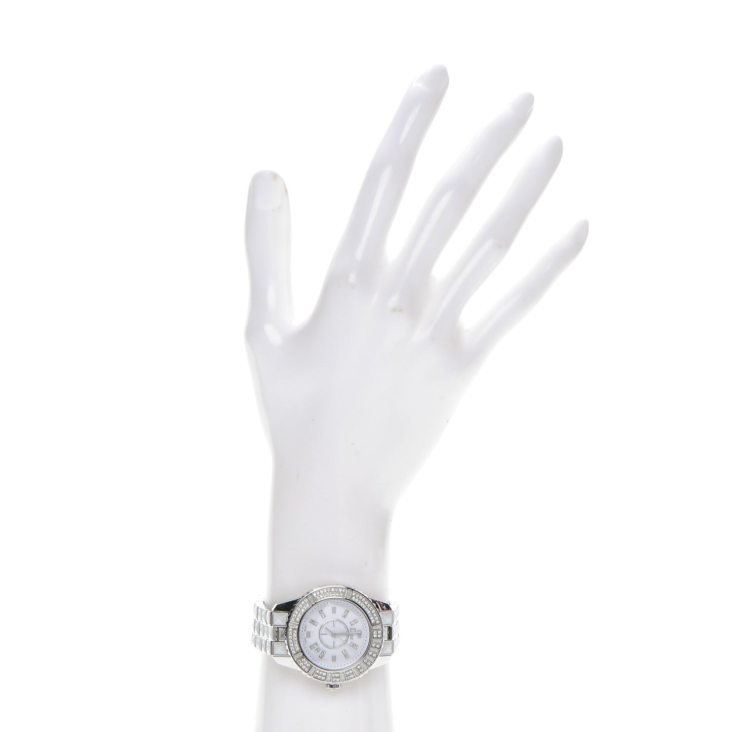 Stainless Steel Diamond Bezel Sapphire 33mm Christal Quartz Watch White