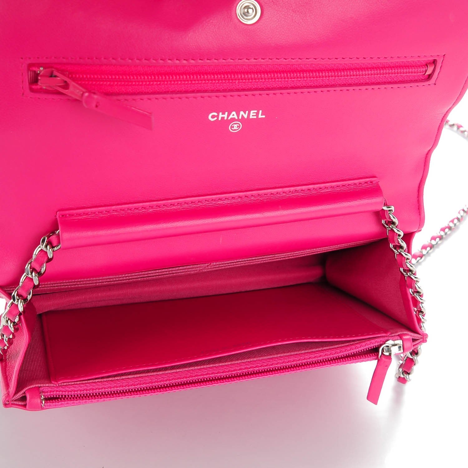 Chanel Lambskin Quilted Wallet On Chain WOC Dark Pink 5 of 9