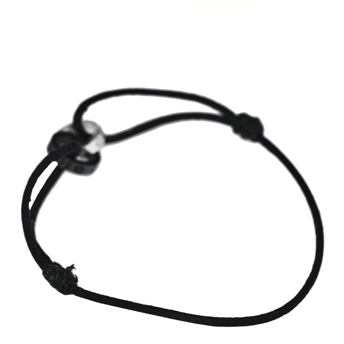 18K White Gold Ceramic 4 Diamond LOVE Cord Bracelet Black