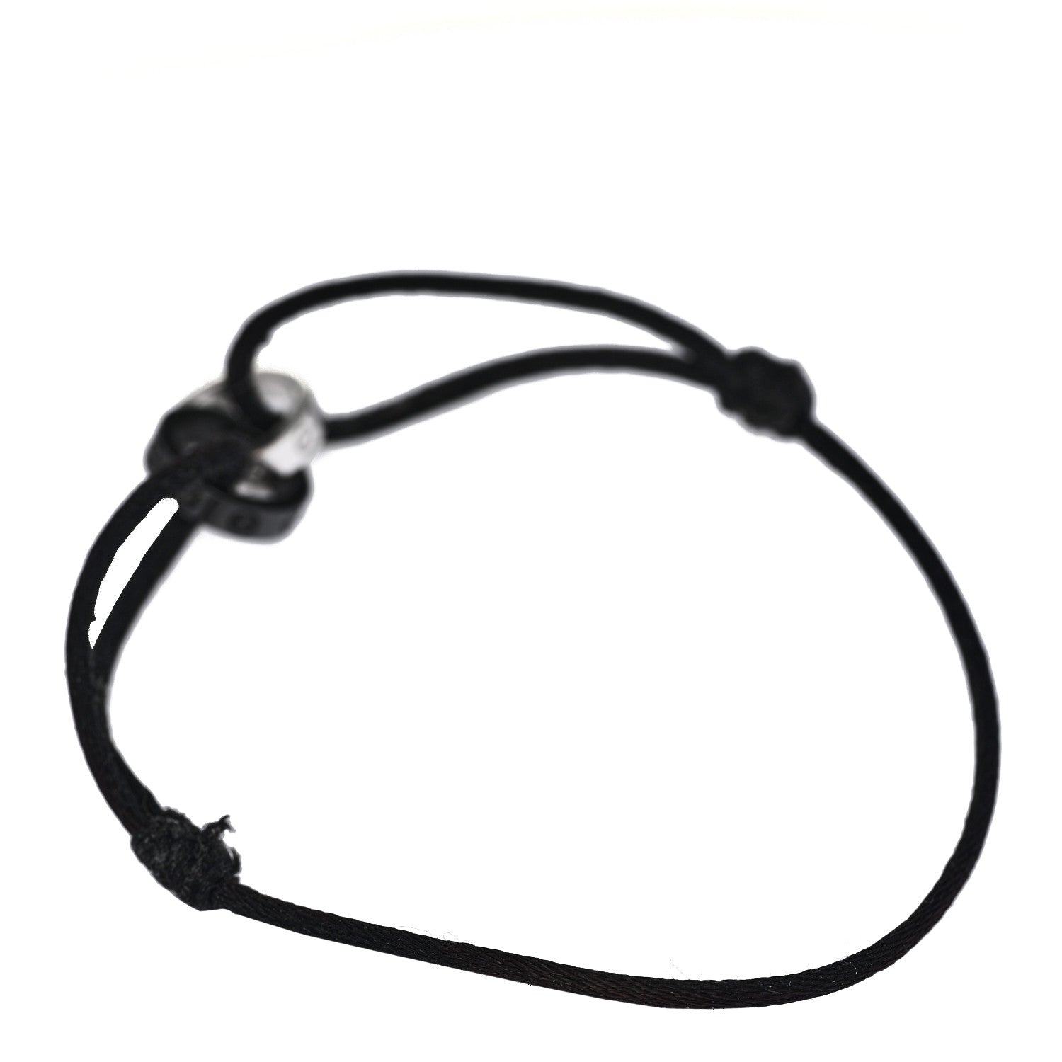 Cartier 18K White Gold Ceramic 4 Diamond LOVE Cord Bracelet Black 2 of 6