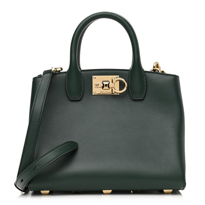 Salvatore Ferragamo Calfskin Small Studio Box Bag Dark Green 1 of 9