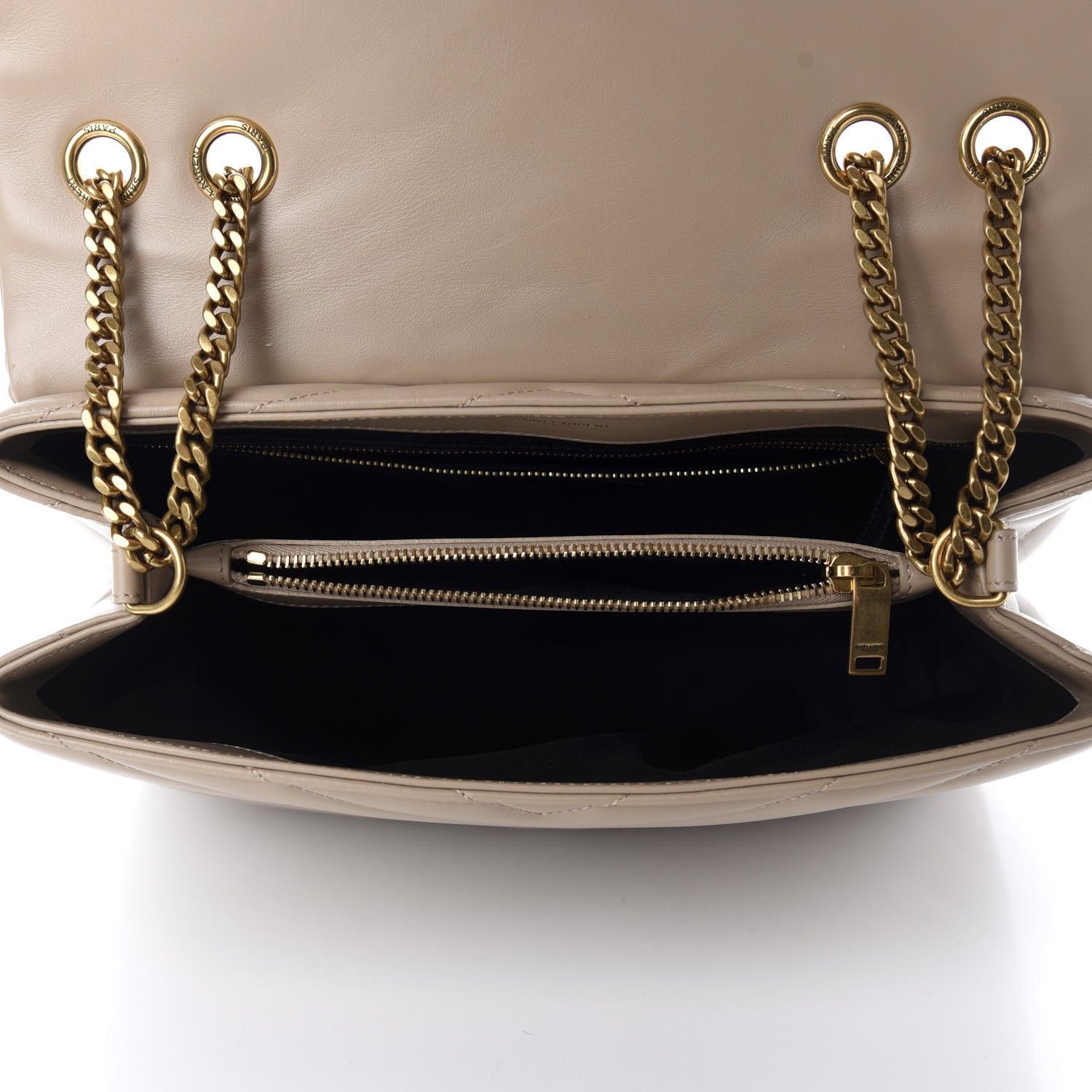 Saint Laurent Calfskin Y Quilted Monogram Medium Loulou Chain Satchel Dark Beige 5 of 11