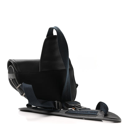 Christian Dior X Sacai Grained Calfskin Technical Fabric Mens Saddle Bag Black 3 of 9