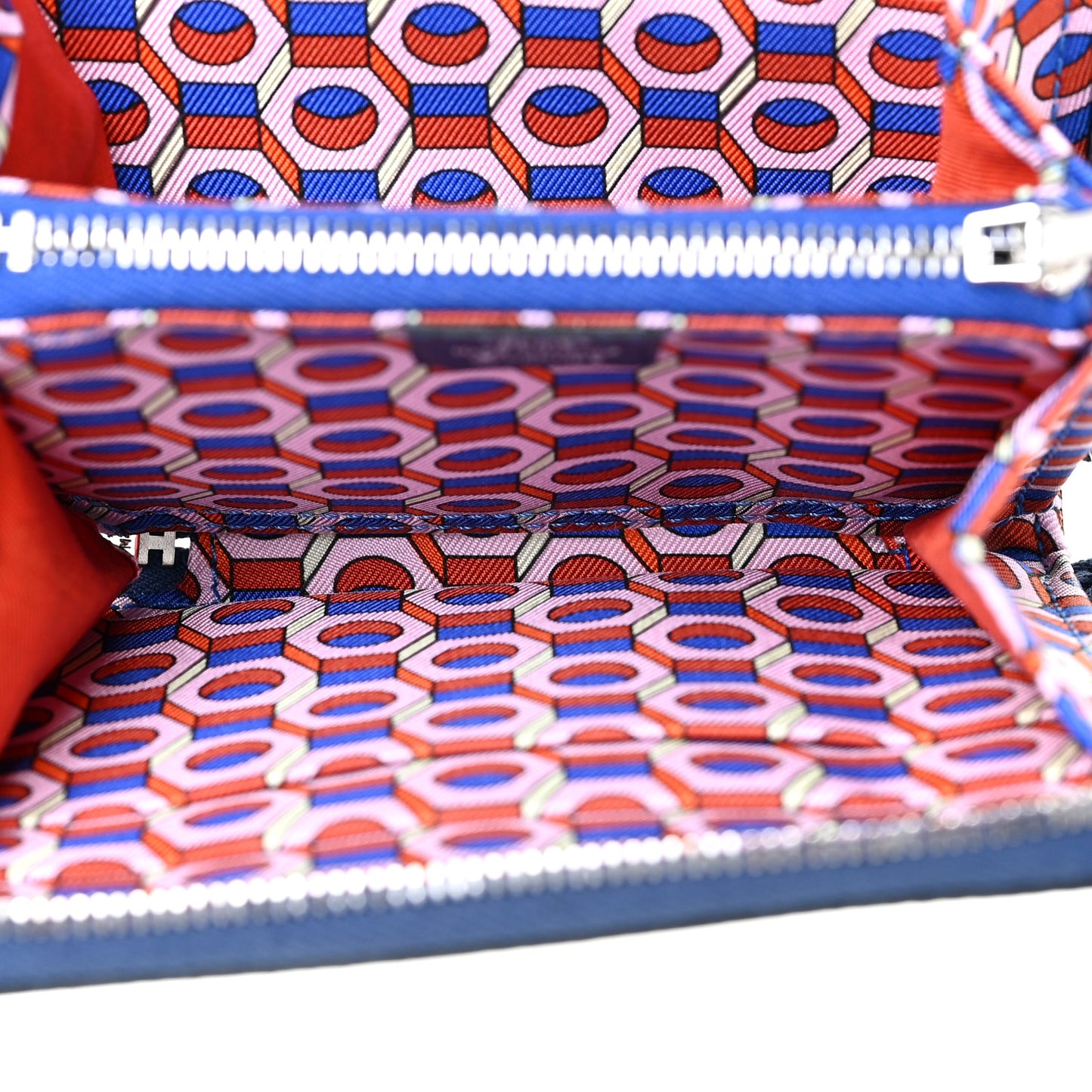 Epsom Silk'in Compact Wallet Bleu Saphir Bleu Billard Orange Poppy