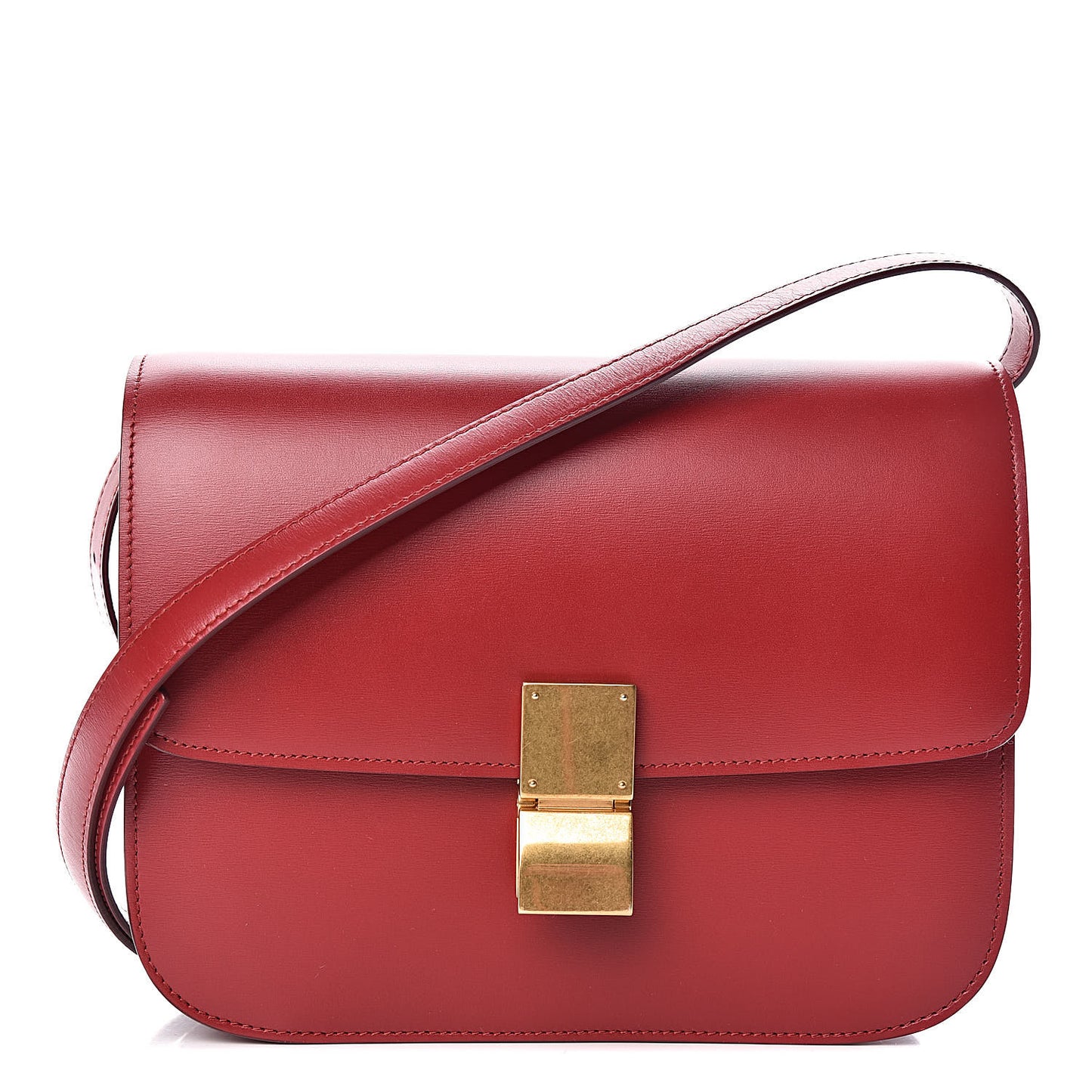 Box Calfskin Medium Classic Box Flap Bag Red