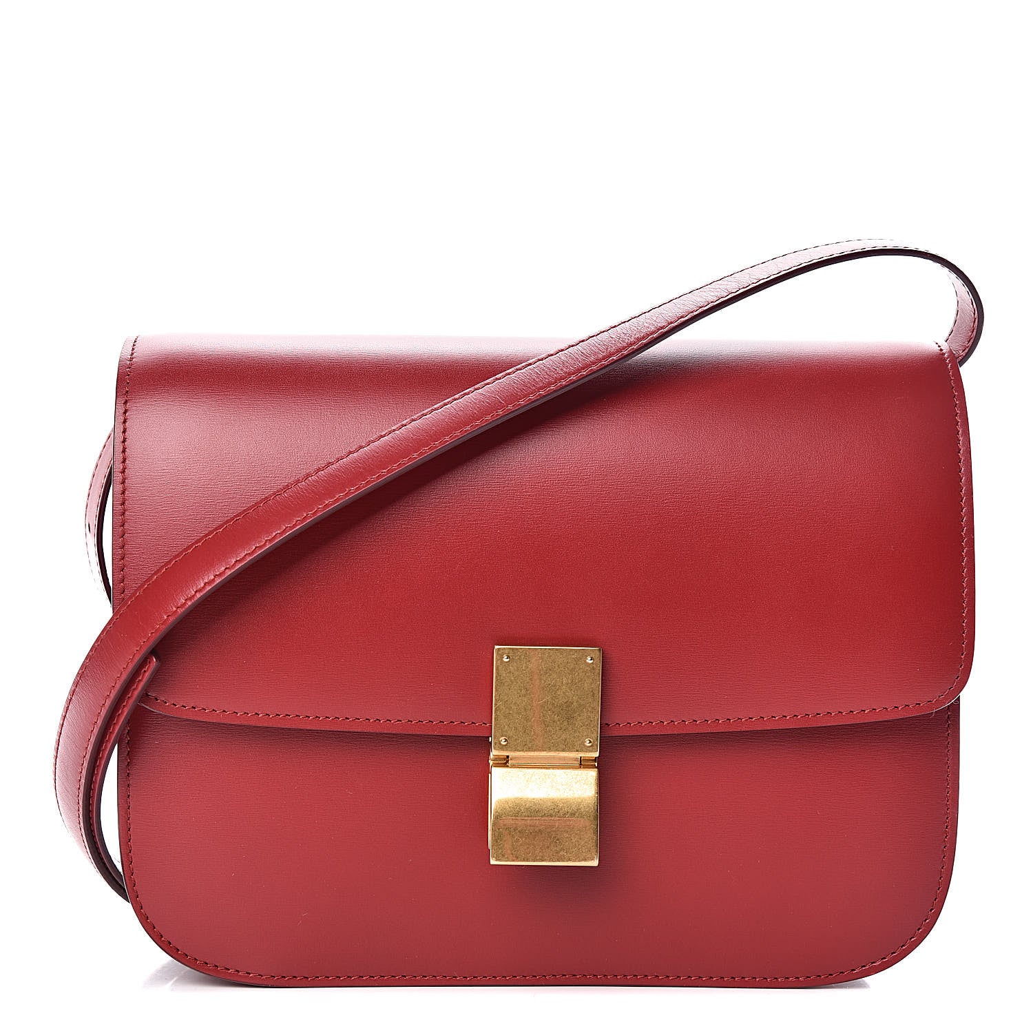 Celine Box Calfskin Medium Classic Box Flap Bag Red 1 of 10