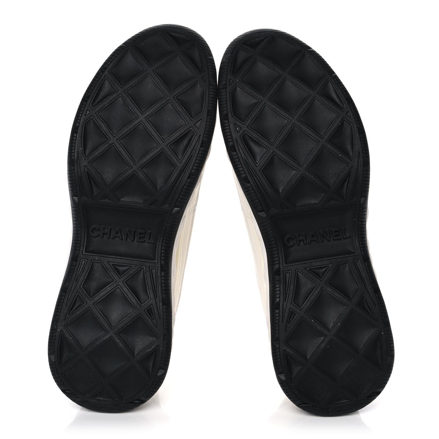 Velvet Calfskin Mixed Fibers CC Sneakers 38.5 Ivory Black