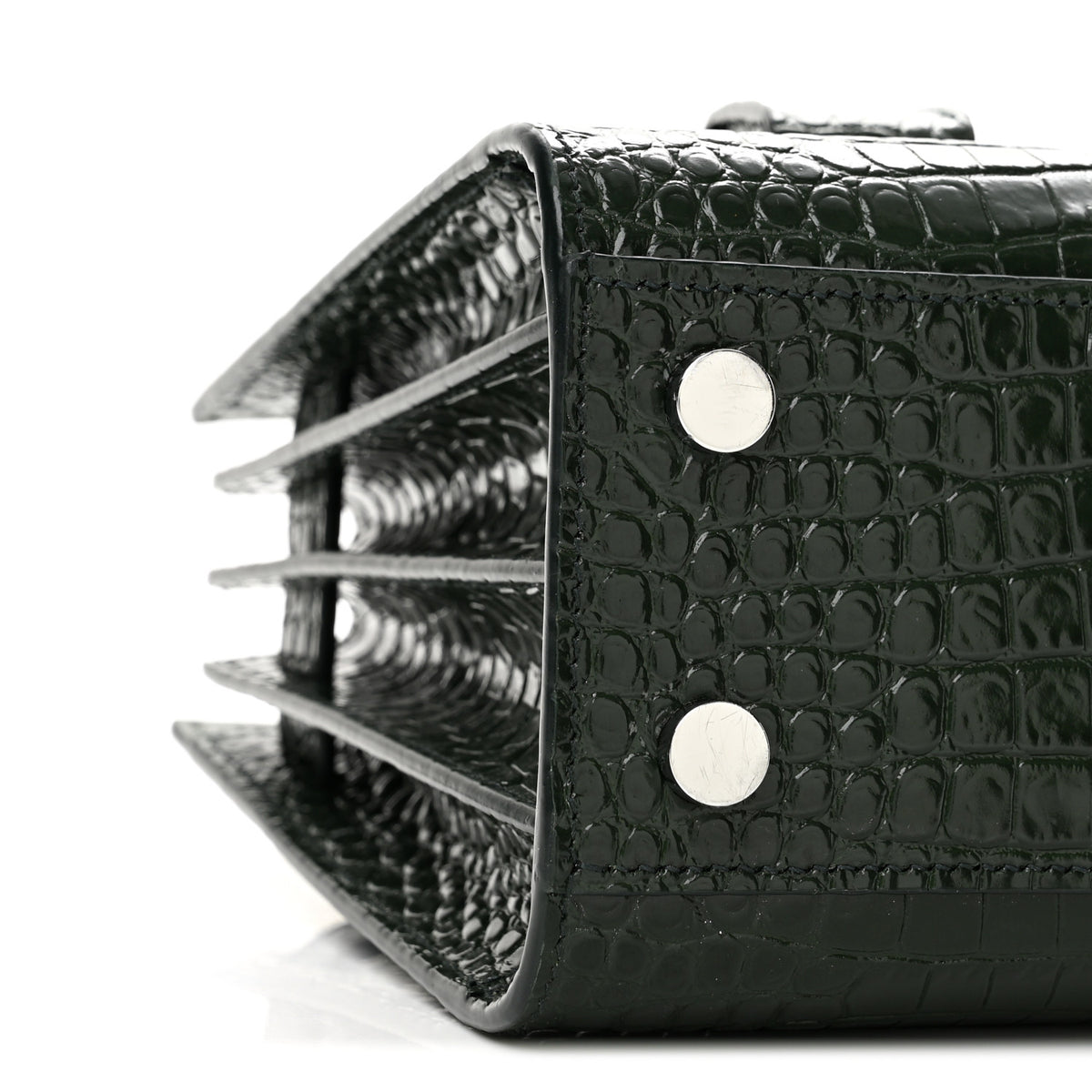 Calfskin Crocodile Embossed Nano Sac De Jour Dark Green