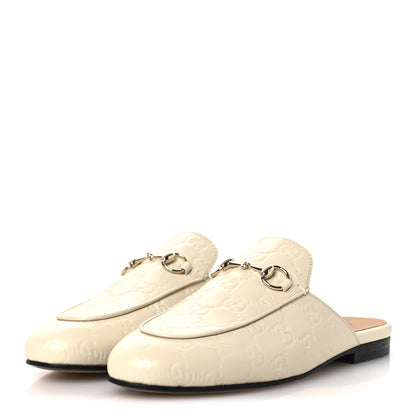 Gucci Glamour Calfskin Guccissima Womens Princetown Slippers 37 New Ivoire 4 of 11