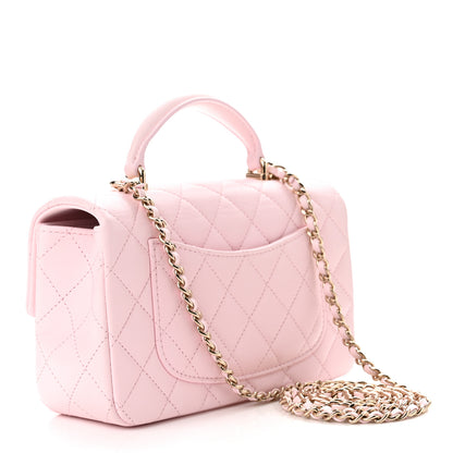 Chanel Lambskin Quilted Mini Top Handle Rectangular Flap Light Pink 3 of 11