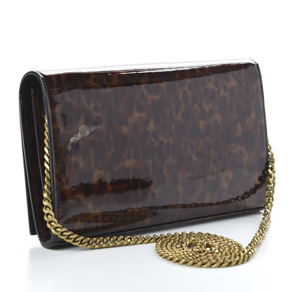 Saint Laurent Patent Monogram Chain Wallet Tortoiseshell 3 of 9