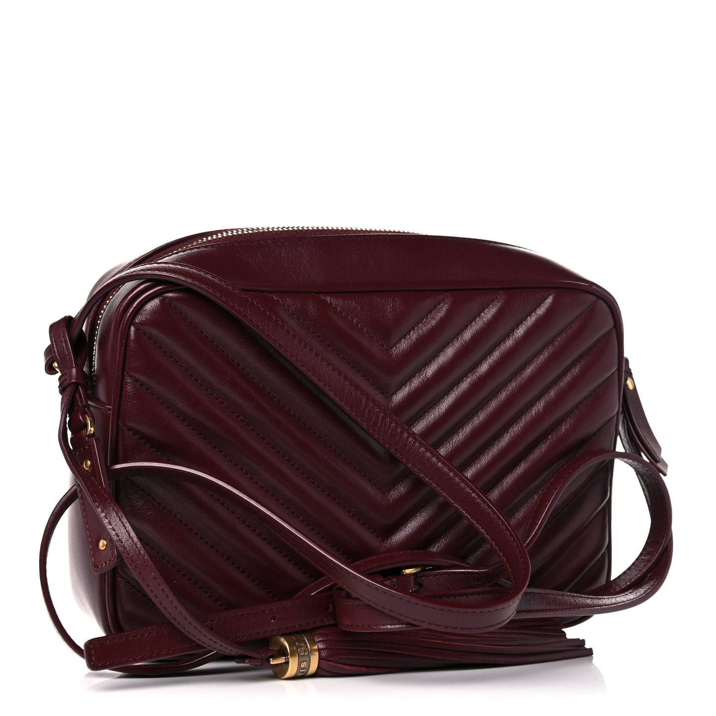 Calfskin Matelasse Monogram Lou Camera Bag Dark Legion Red