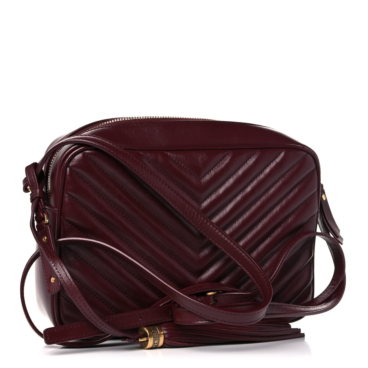 Saint Laurent Calfskin Matelasse Monogram Lou Camera Bag Dark Legion Red 3 of 10