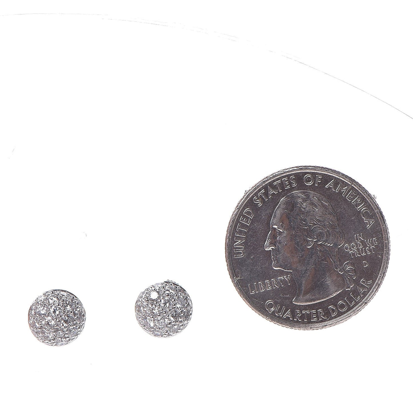 18K White Gold Pave Diamond Round Earrings