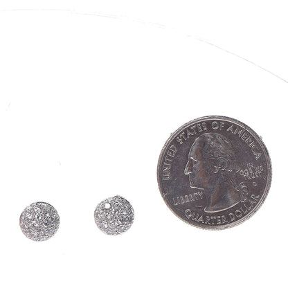 Cartier 18K White Gold Pave Diamond Round Earrings 2 of 5