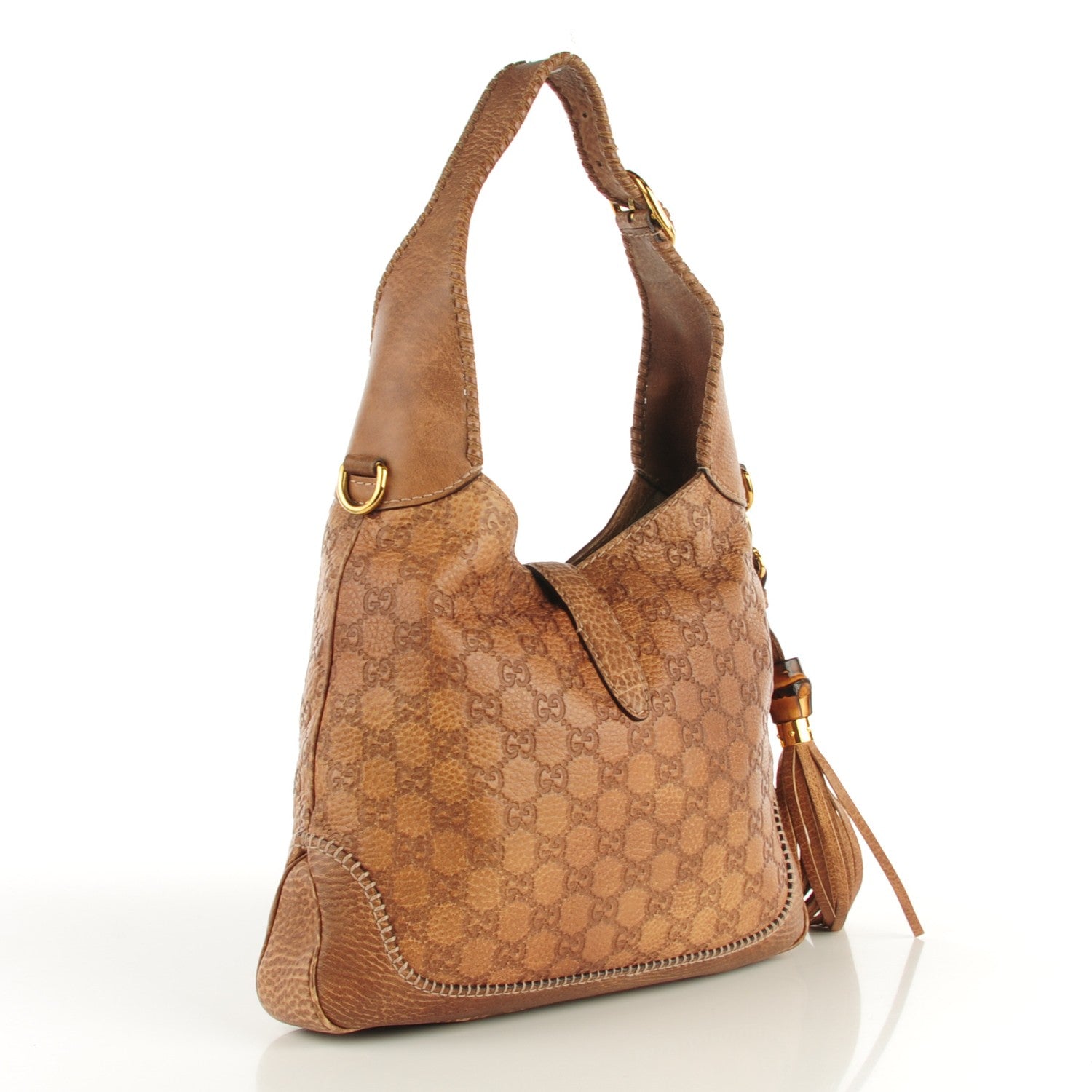 Gucci Metallic Pebbled Calfskin Medium New Jackie Shoulder Bag Brown 3 of 7