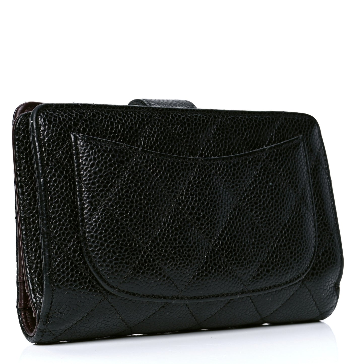 Caviar Quilted Zipped Pocket Wallet Black