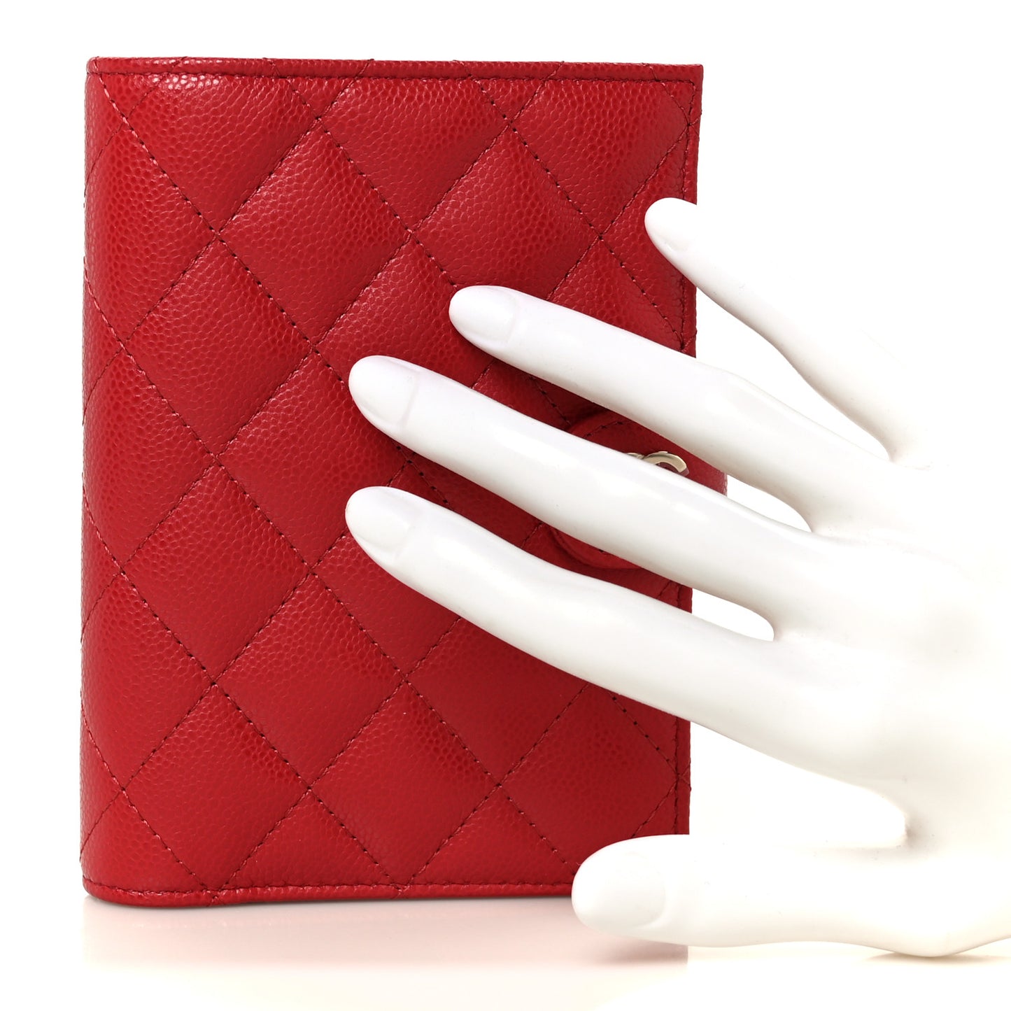 Caviar Quilted Passport Holder Red