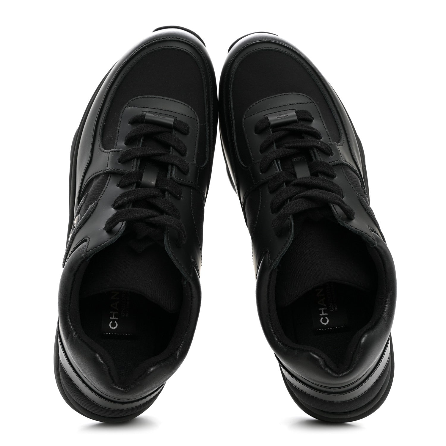 Chanel Calfskin Lambskin CC Uniform Sneakers Black 42 Black 5 of 9