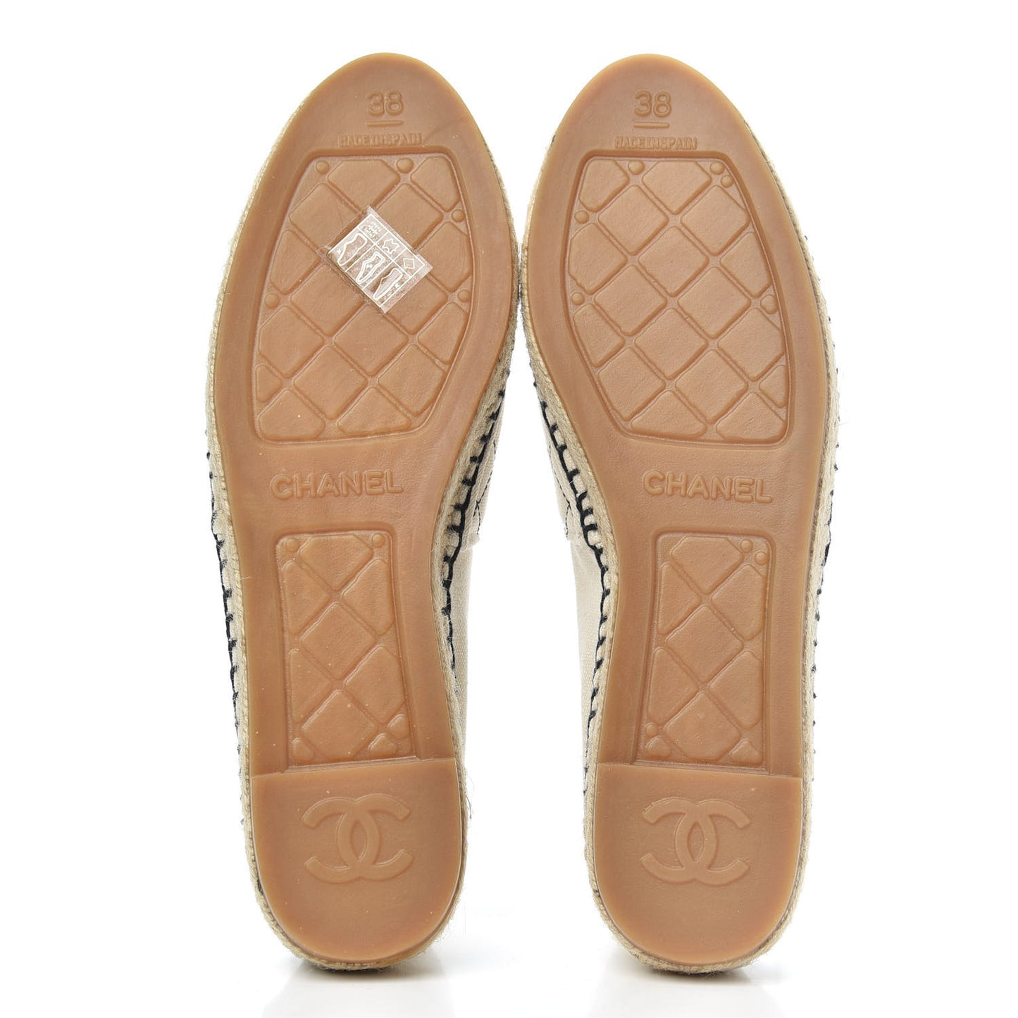 Fabric Biarritz CC Espadrilles 38 Beige Black