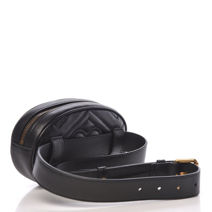 Gucci Calfskin Matelasse GG Marmont Belt Bag 85 34 Black 3 of 11