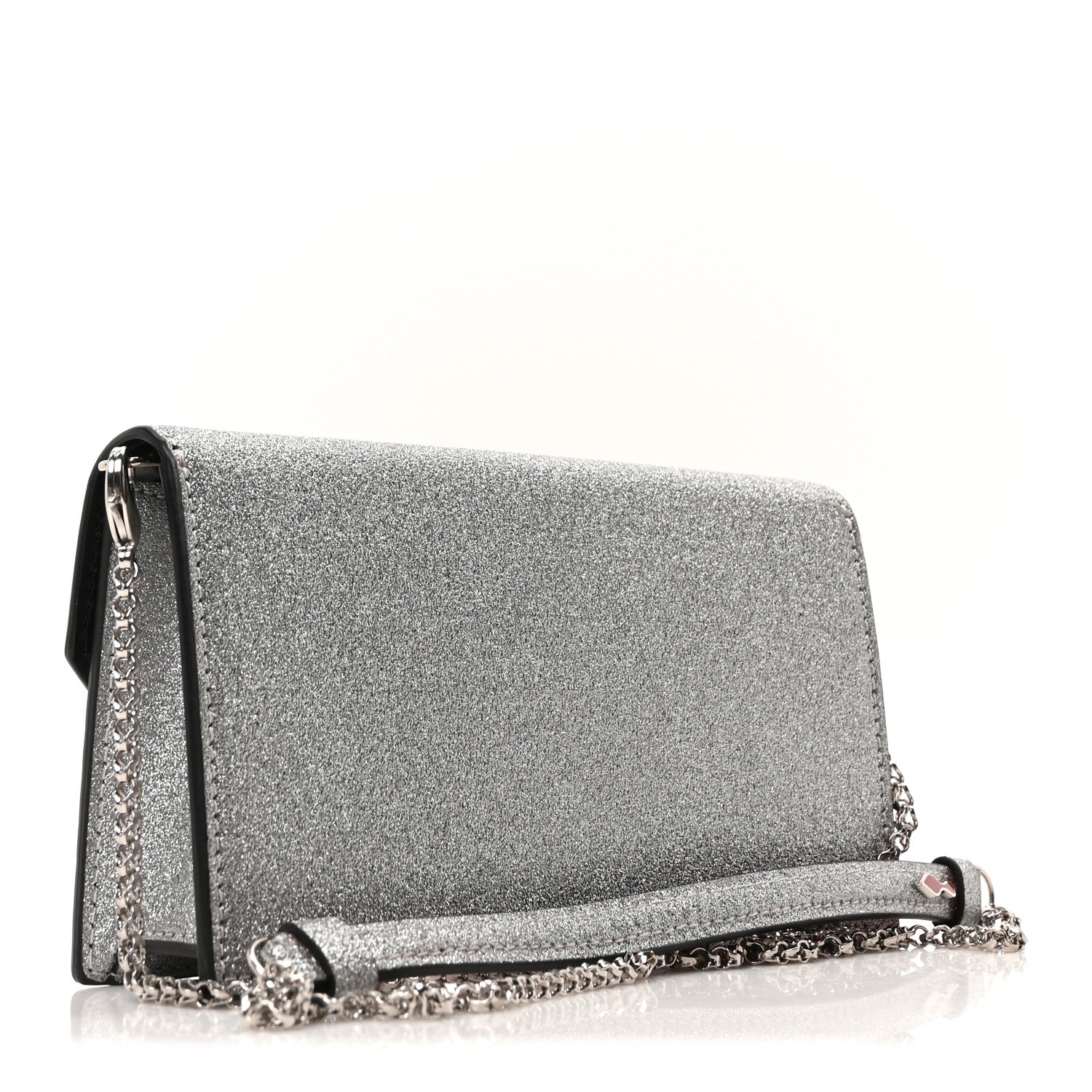Christian Louboutin Glitter Calfskin Loubi54 Crossbody Clutch Silver 3 of 9