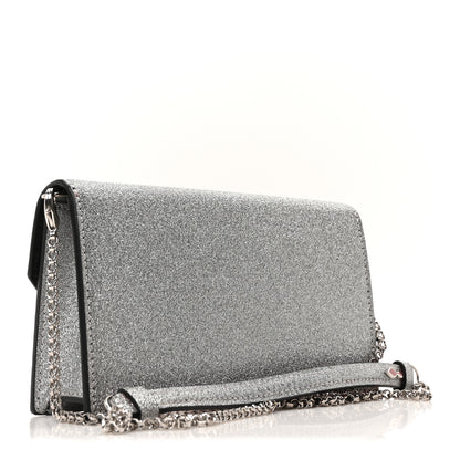 Christian Louboutin Glitter Calfskin Loubi54 Crossbody Clutch Silver 3 of 9