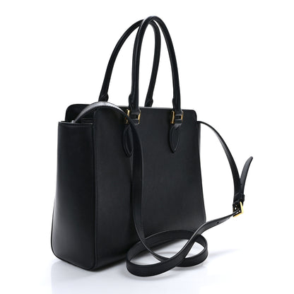 Prada Saffiano Soft Calfskin Small Zippered Tote Black 3 of 11