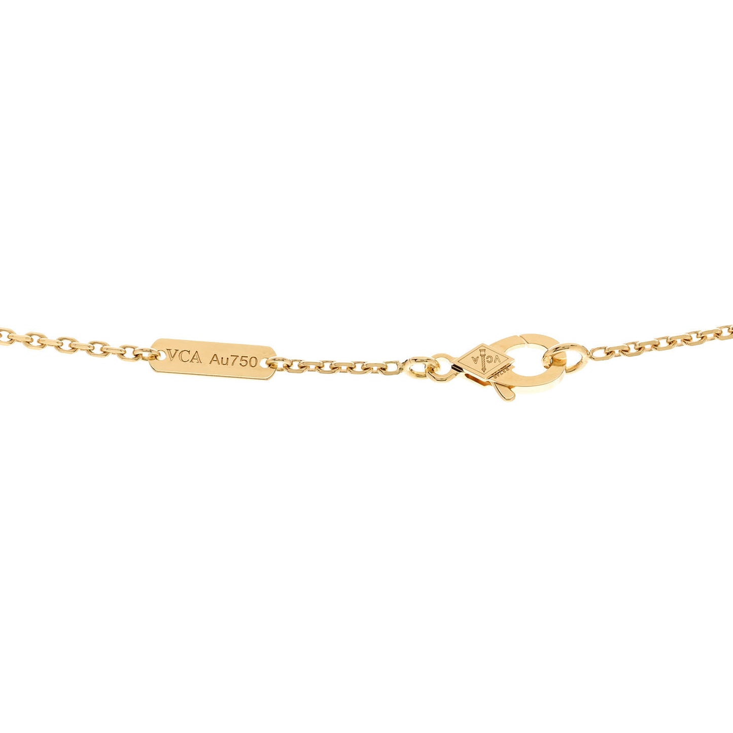 18K Yellow Gold Guilloche Vintage Alhambra Pendant Necklace