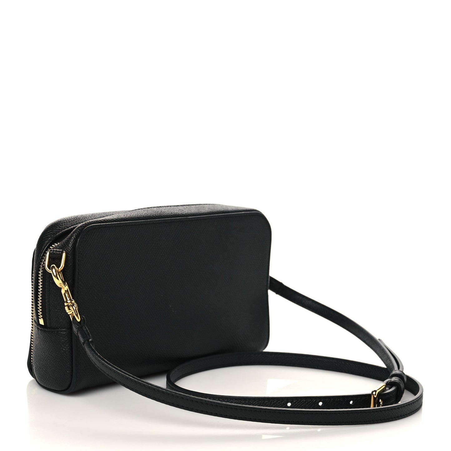 Grained Calfskin Caro Double Pouch Black