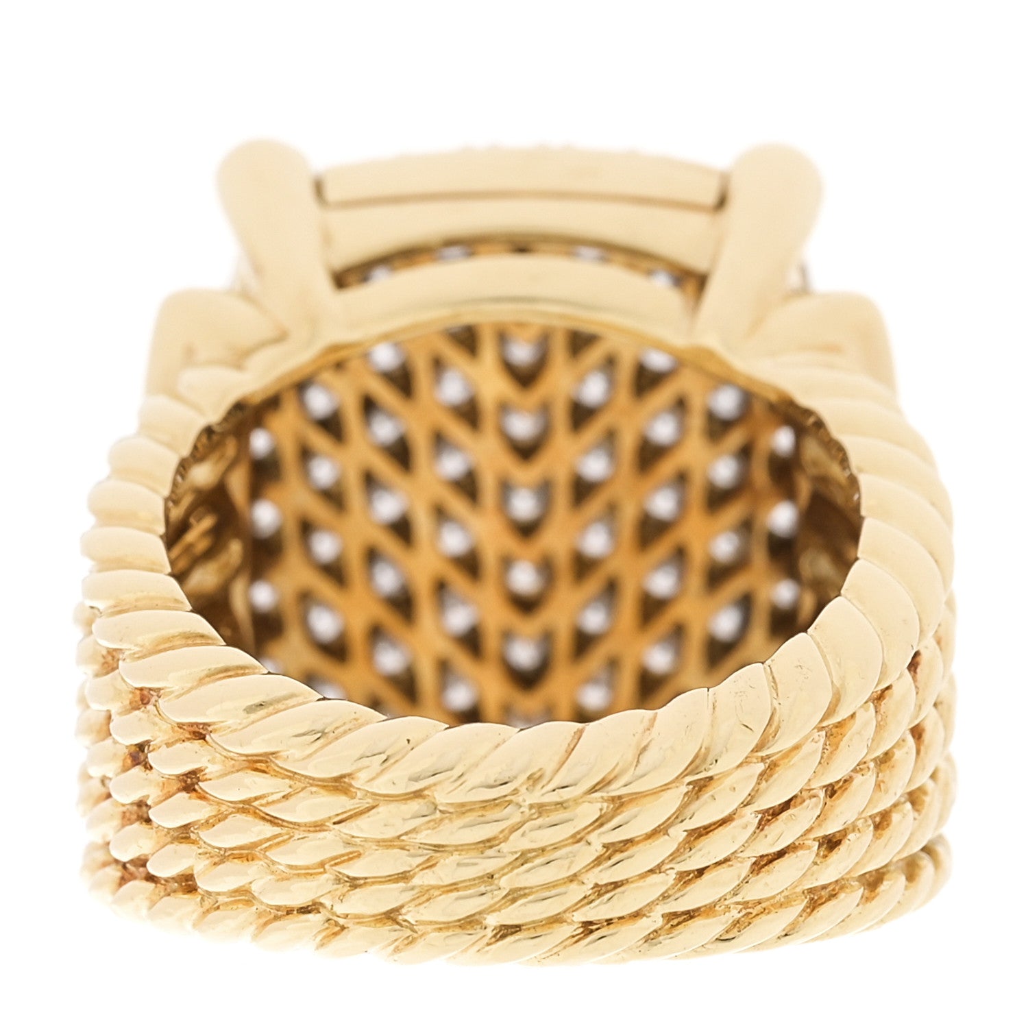 David Yurman 18K Yellow Gold Diamond 20mm Wheaton Ring 55 7.25 3 of 5