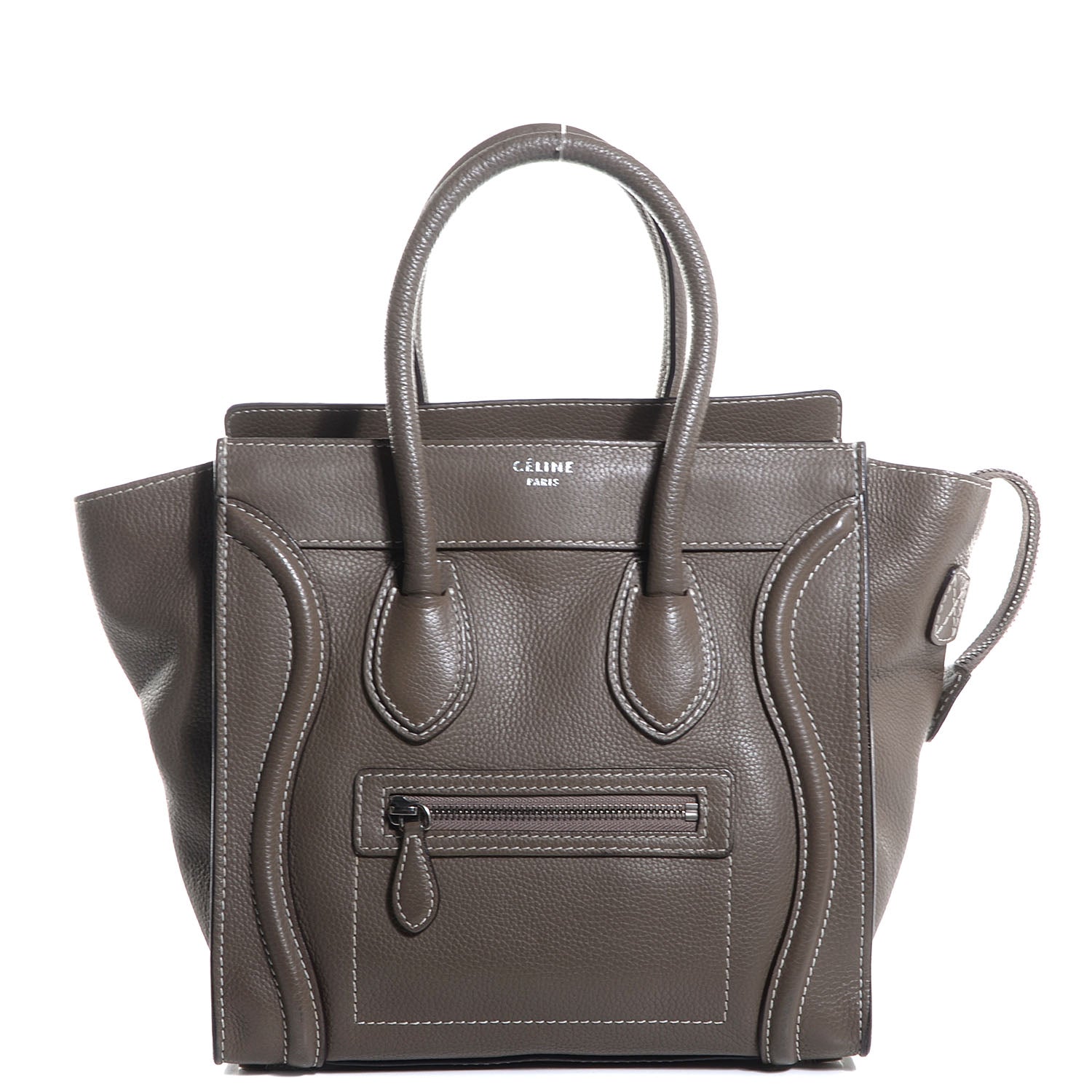 Celine Drummed Calfskin Micro Luggage Souris 1 of 8