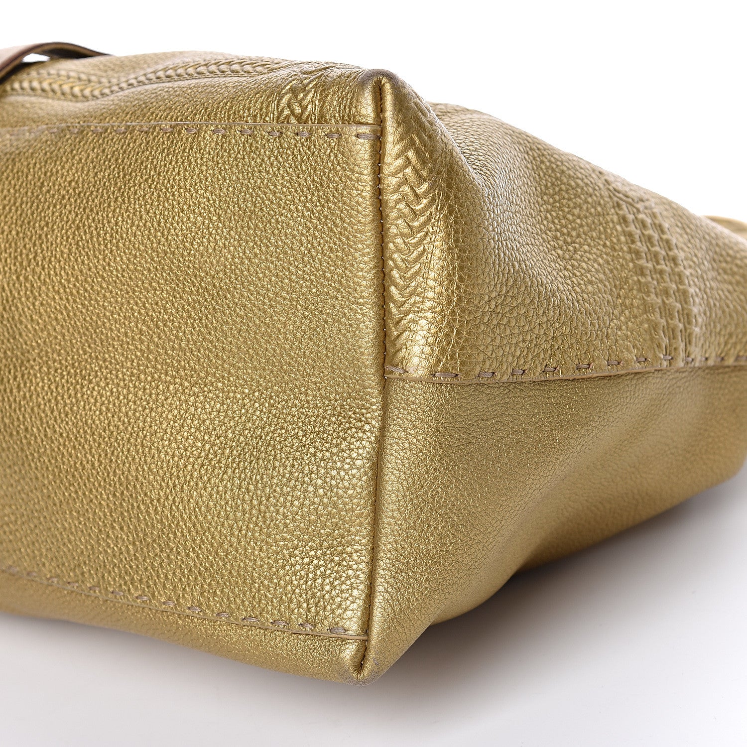 Fendi Calfskin Romano Selleria Large Villa Borghese Tote Gold 13 of 14