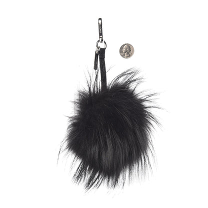 Fendi Vitello Elite Fox Fur Fusto Monster Bag Bug Charm Black Yellow 2 of 5