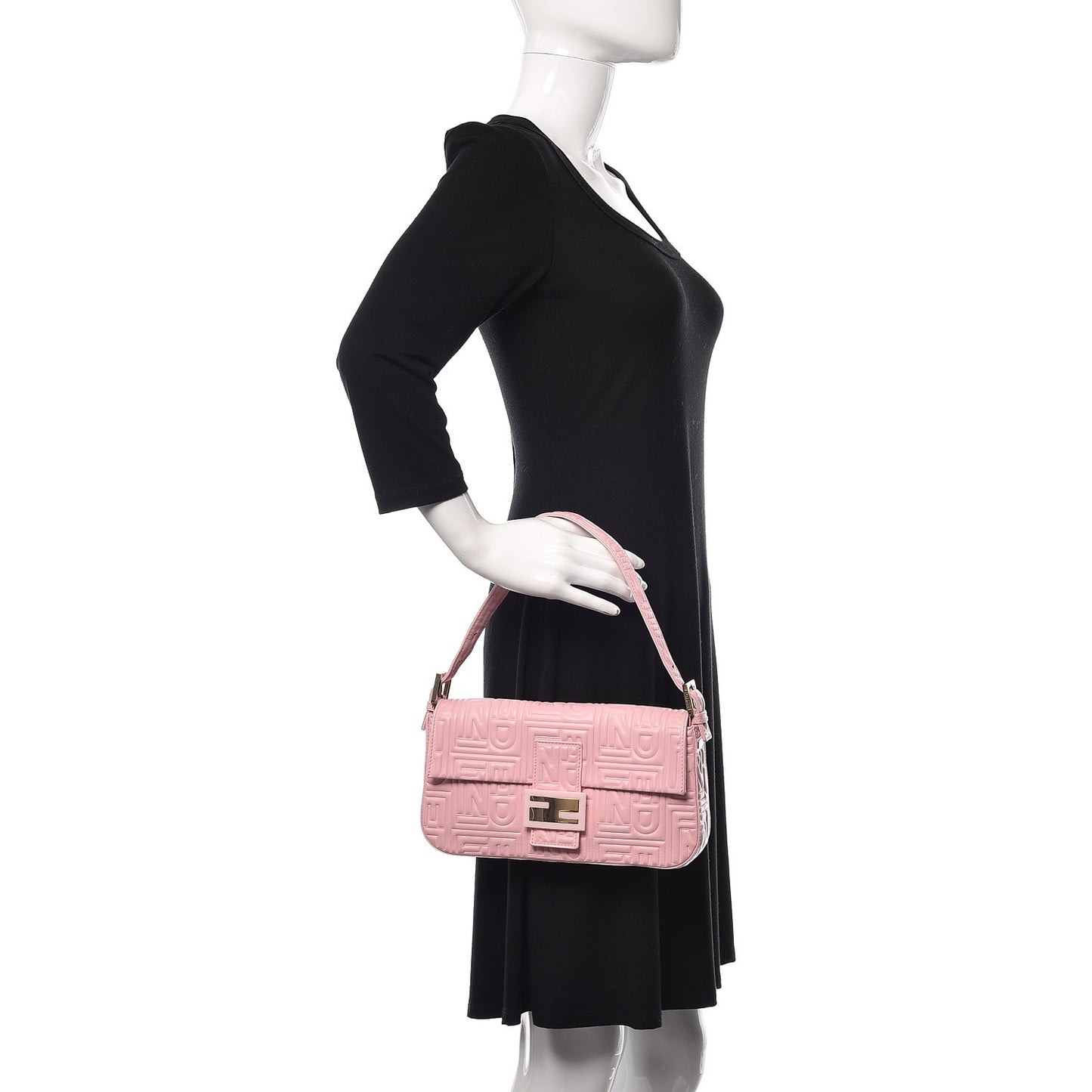 Nappa Logo Embossed Baguette Pink