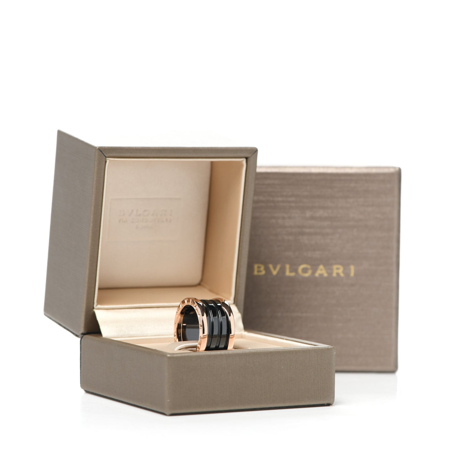 18K Rose Gold Black Ceramic B.Zero1 Four-Band Ring 52 6